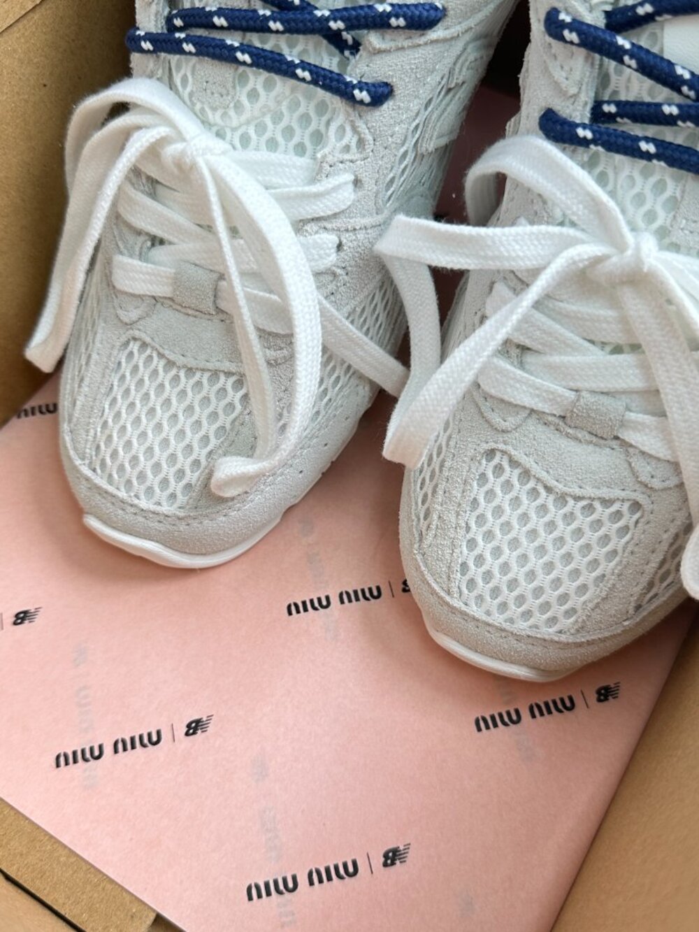 Miu Miu x New Balance grey and white retro running shoes - Picture 3 of 5